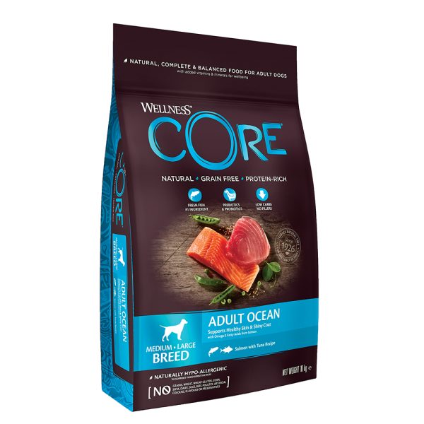 Wellness Core Grain Free Adult Ocean Ξηρά Τροφή χωρίς Σιτηρά για Ενήλικους Σκύλους Μεσαίων & Μεγαλόσωμων Φυλών με Σολομό και Τόνο 10kg
