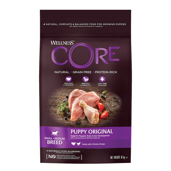 Wellness Core Puppy Original Ξηρά Τροφή χωρίς Σιτηρά για Κουτάβια Μικρόσωμων & Μεσαίων Φυλών με Γαλοπούλα και Κοτόπουλο Turkey & Chicken 10kg